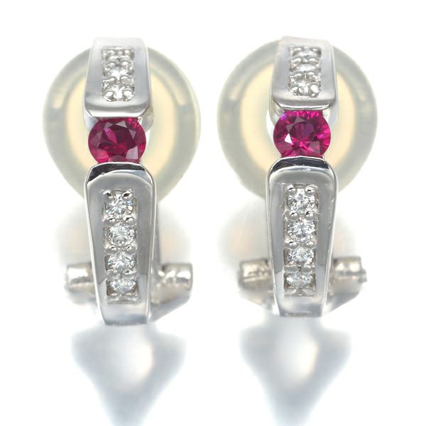 ルビー 0.06ct/0.06ct ダイヤ 0.10ct/0.10ct  ピアス兼イヤリング Pt900 