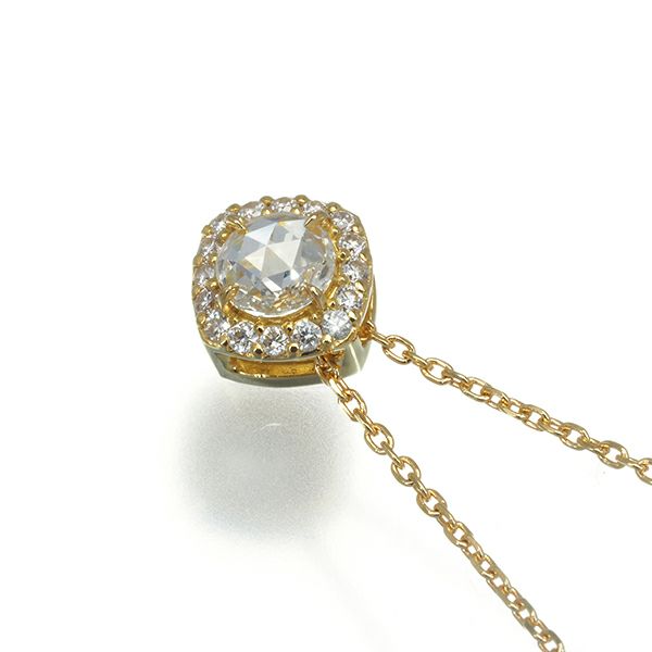 ローズカットダイヤ 0.10ct/0.07ct   ネックレス K18YG 