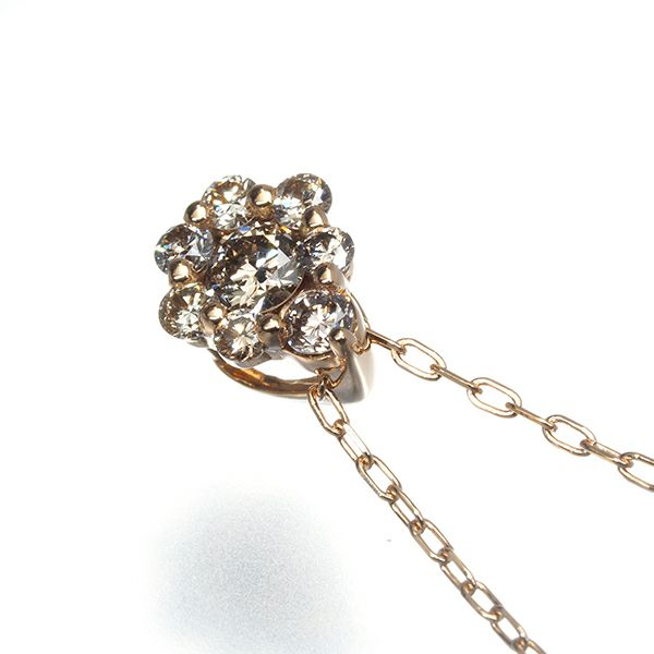 ブラウンダイヤ 0.16ct   ネックレス K18PG 