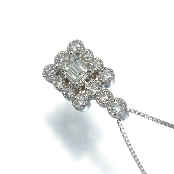 ダイヤ 0.24ct/0.15ct 2種カット  ネックレス Pt900/Pt850 