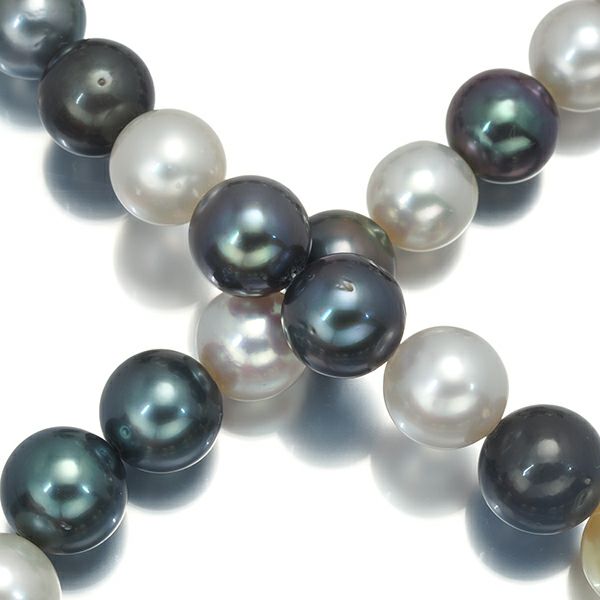 ブラック ゴールデンパール 黒蝶真珠 8.9-12.7mm   ネックレス シルバー925 鑑別書