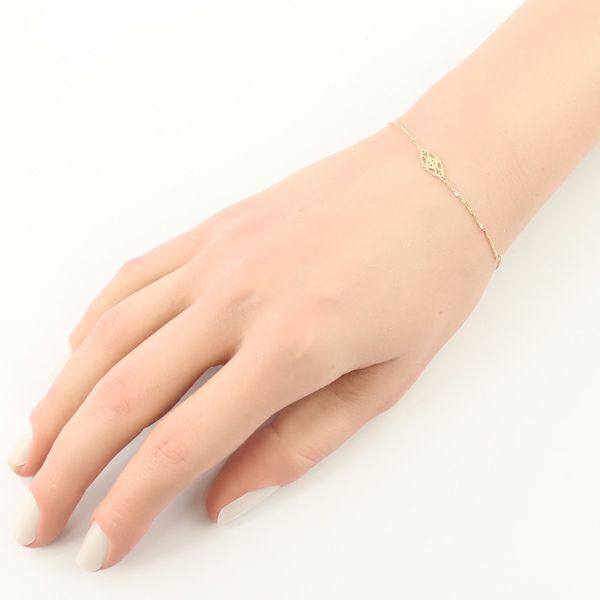 アガット ブレスレット   透かし クロス ミルグレイン K10YG 