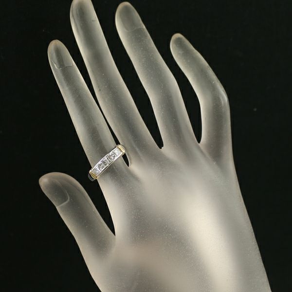 ダイヤ 1.00ct プリンセスカット  リング Pt900/K18YG 