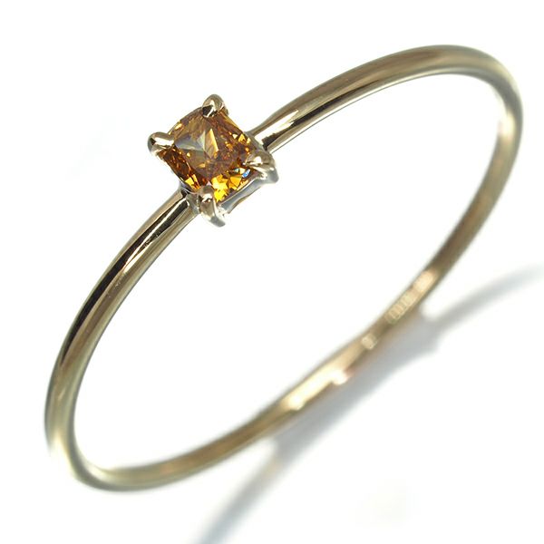 オレンジイエローダイヤ ダイヤモンド 0.112ct   リング K18YG 鑑別書