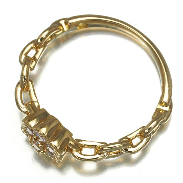 ダイヤ 0.16ct H＆Q フラワー チェーン  リング K18YG ソーティング