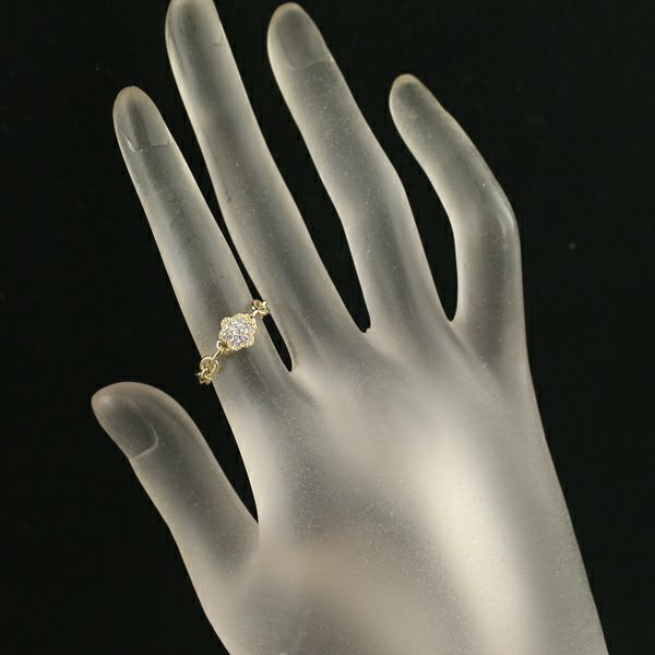 ダイヤ 0.16ct H＆Q フラワー チェーン  リング K18YG ソーティング