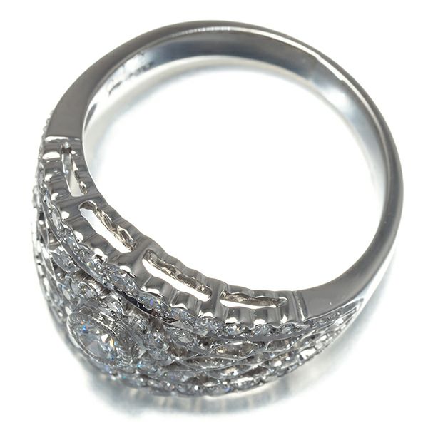 ダイヤ 0.12ct/0.32ct 透かし フラワー リーフ  リング Pt950 