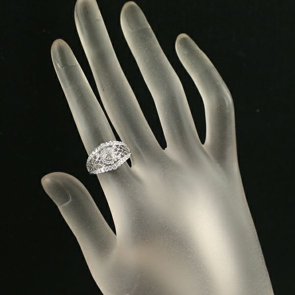 ダイヤ 0.12ct/0.32ct 透かし フラワー リーフ  リング Pt950 