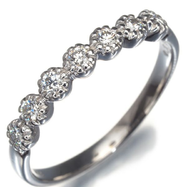 スタージュエリー リング ダイヤ 0.22ct フラワーセッティング 7P 13号 K18WG 保証書