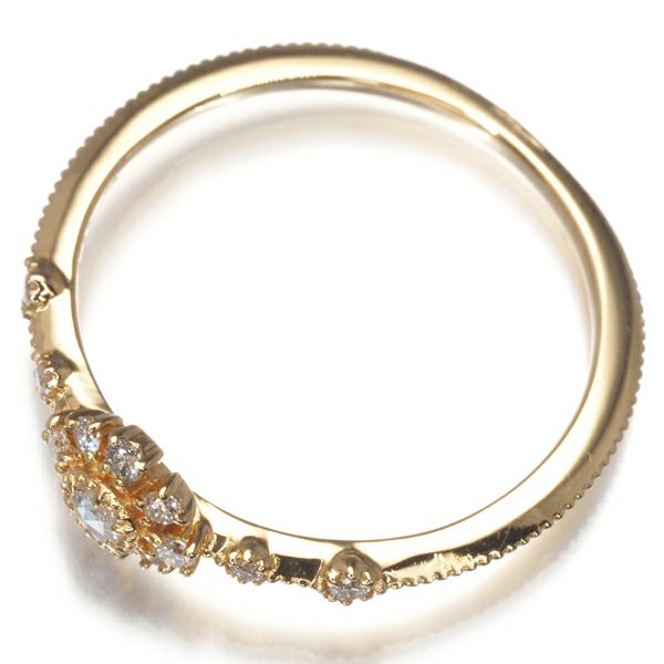アガット リング ローズカットダイヤ 0.10ct 雪割草 フラワー 9号 K18YG 