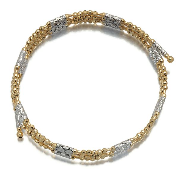  カットボール フリーサイズ  ブレスレット兼ネックレス コンビカラー K18WG/YG/マグネット 