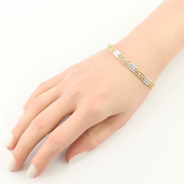  カットボール フリーサイズ  ブレスレット兼ネックレス コンビカラー K18WG/YG/マグネット 