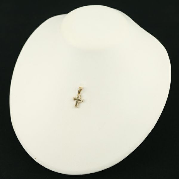 ブラック&クリアダイヤ 0.07ct/0.20ct  クロス ペンダントトップ K18YG 