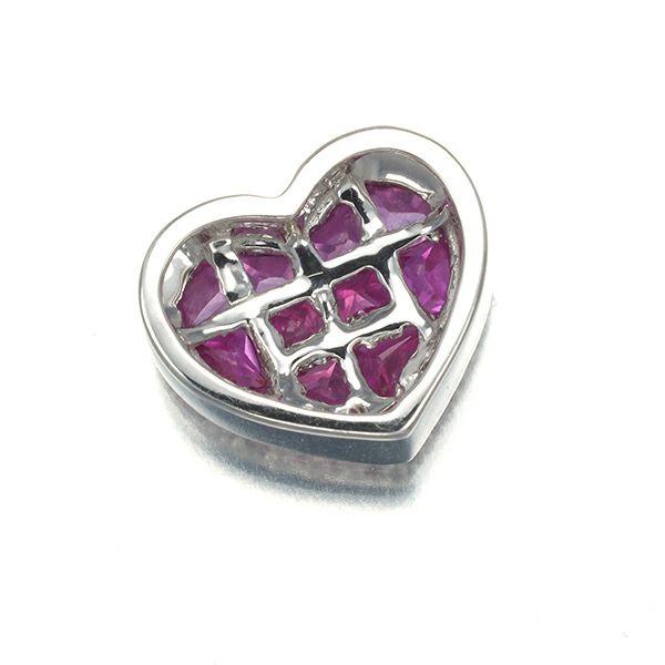 ルビー 0.30ct サファイア 0.45ct ダイヤ 0.08ct ハート  ペンダントトップ K18WG 