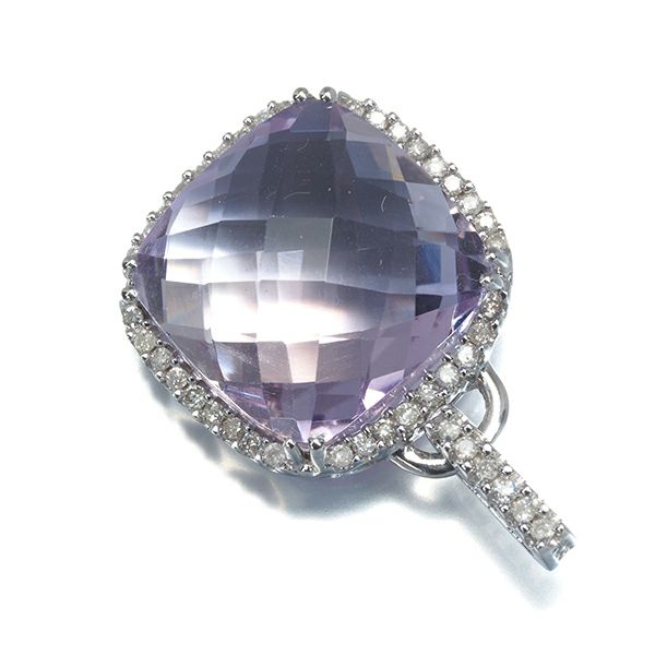 アメジスト 11.29ct ダイヤ 0.23ct   ペンダントトップ K18WG 