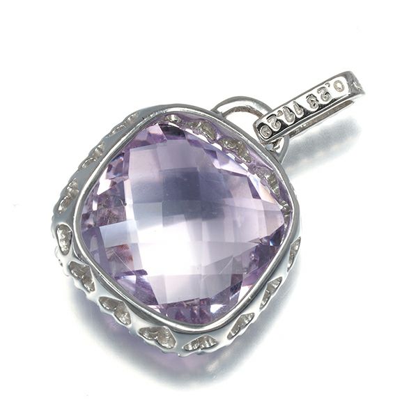アメジスト 11.29ct ダイヤ 0.23ct   ペンダントトップ K18WG 