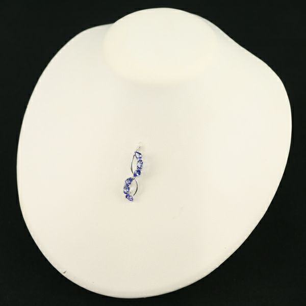タンザナイト 2.20ct ダイヤ 0.01ct 2種カット  ペンダントトップ K18WG 