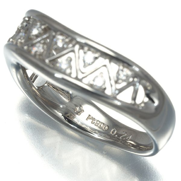 星の砂 リング ダイヤ 0.24ct  ウェーブ Pt900 