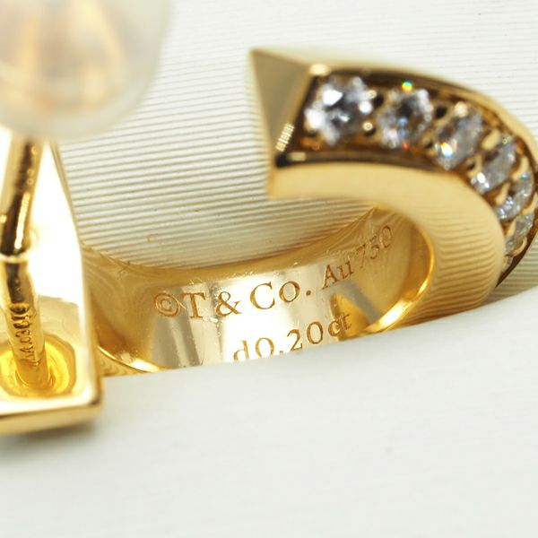 ティファニー ピアス ダイヤ 0.20ct Tワン フープ 片耳 K18YG 