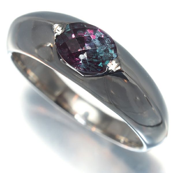 ムーンジュエリー リング 再結晶アレキサンドライト 0.77ct ダイヤ 0.01ct  12号 Pt950 ソ