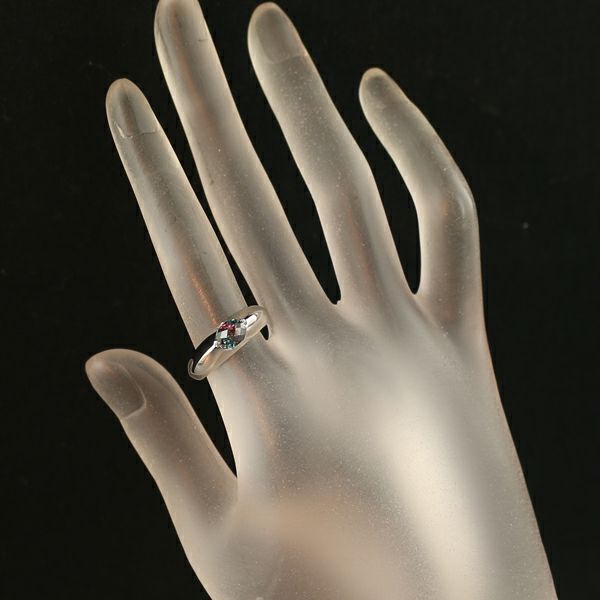 ムーンジュエリー リング 再結晶アレキサンドライト 0.77ct ダイヤ 0.01ct  12号 Pt950 ソ