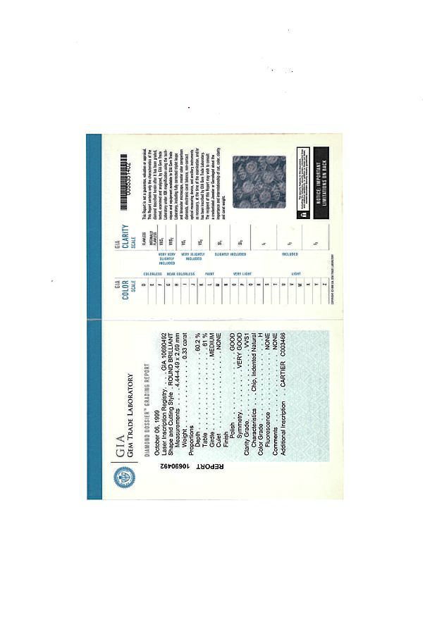 カルティエ リング ダイヤ 0.33ct H VVS1 ソリテール 一粒 51号 Pt950 保証書/鑑定書