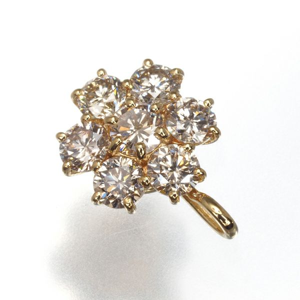 ライトブラウンダイヤ 1.00ct フラワー  ペンダントトップ K18YG 