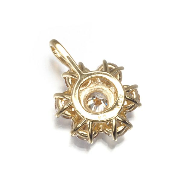 ライトブラウンダイヤ 1.00ct フラワー  ペンダントトップ K18YG 