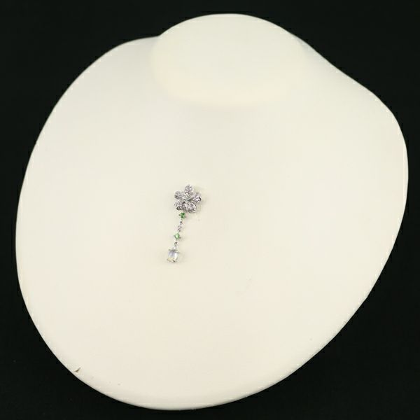 ピンクサファイア 0.30ct ムーンストーン グリーンガーネット ダイヤ 桜 ペンダントトップ K18WG 