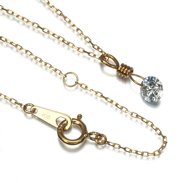 ダイヤ 0.325ct 一粒  ネックレス K18YG 