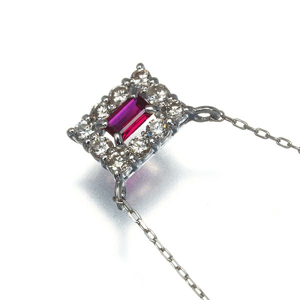 ルビー 0.06ct ダイヤ 0.10ct   ネックレス Pt950/Pt850 