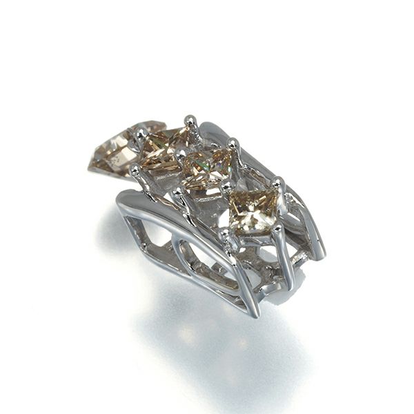 ブラウンダイヤ 0.40ct 2種カット 揺れる  ペンダントトップ K18WG 
