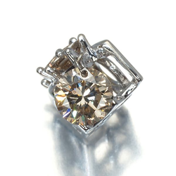 ブラウンダイヤ 0.40ct 2種カット 揺れる  ペンダントトップ K18WG 