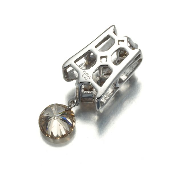 ブラウンダイヤ 0.40ct 2種カット 揺れる  ペンダントトップ K18WG 