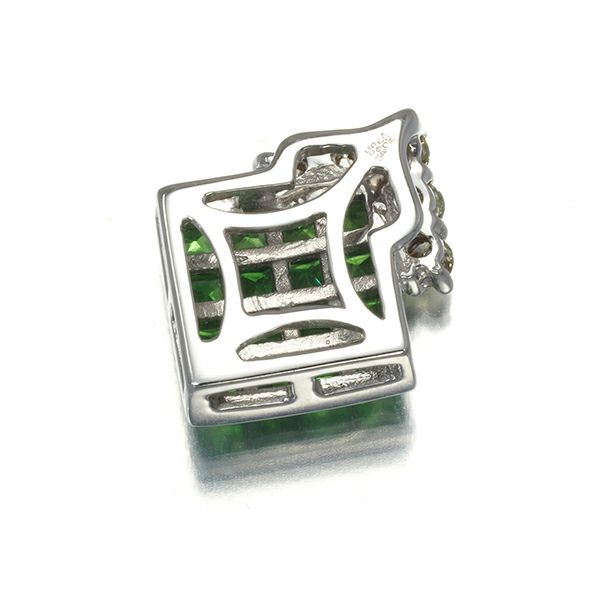 グリーンガーネット 0.62ct ダイヤ 0.10ct ミステリーセッティング  ペンダントトップ K18WG 