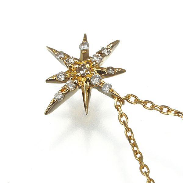 アガット ネックレス ダイヤ 0.07ct  スター K18YG 