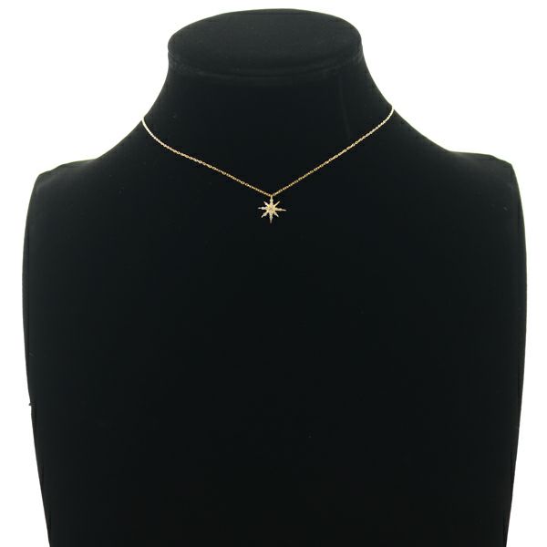 アガット ネックレス ダイヤ 0.07ct  スター K18YG 