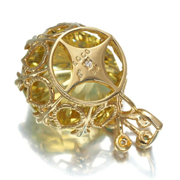 ジュステラ ペンダントトップ レモンクォーツ ダイヤ 0.03ct トルマリン 石垣順子  K18YG 