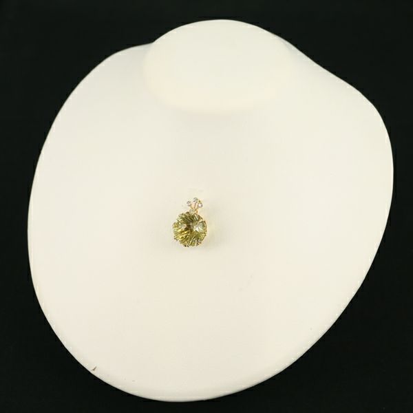 ジュステラ ペンダントトップ レモンクォーツ ダイヤ 0.03ct トルマリン 石垣順子  K18YG 