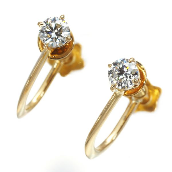 スタージュエリー イヤリング ダイヤ 0.10ct/0.10ct  一粒 K18YG 