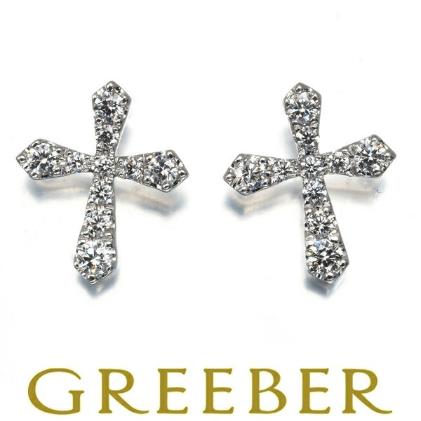 ミキモト ピアス ダイヤ 0.16ct/0.16ct  クロス K18WG 