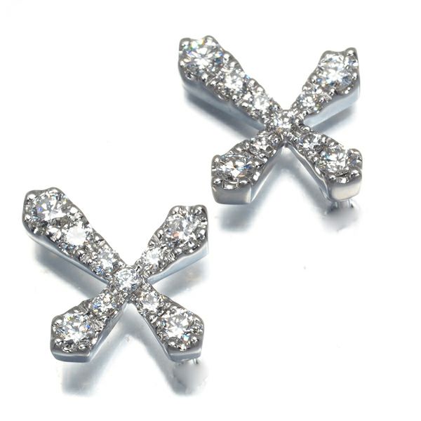 ミキモト ピアス ダイヤ 0.16ct/0.16ct  クロス K18WG 