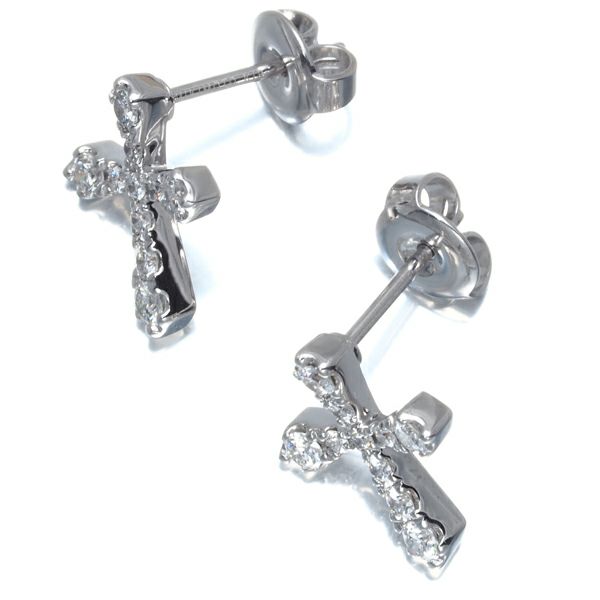 ミキモト ピアス ダイヤ 0.16ct/0.16ct  クロス K18WG 