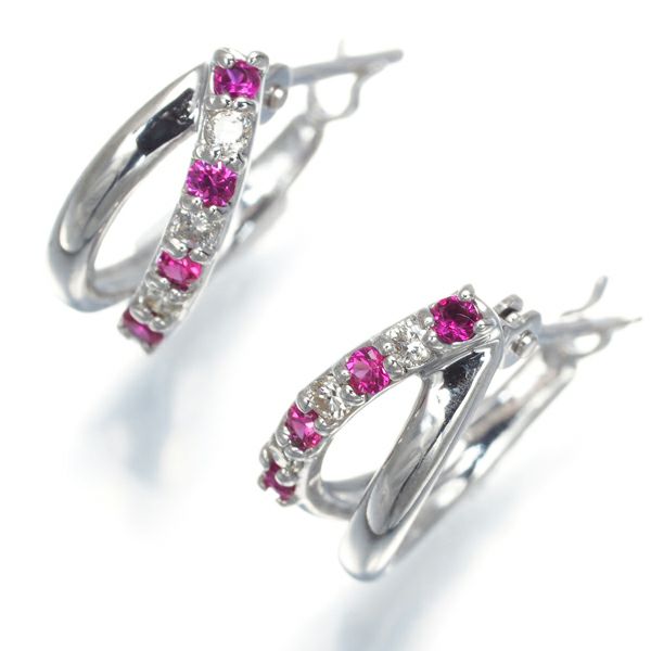 エル ピアス ルビー ダイヤ 0.03ct/0.03ct K18WG 