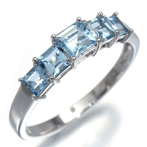 GSTV リング アクアマリン 0.80ct  15号 K18WG 