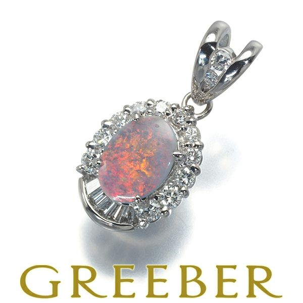オパール 0.34ct ダイヤ 0.31ct   ペンダントトップ Pt900 