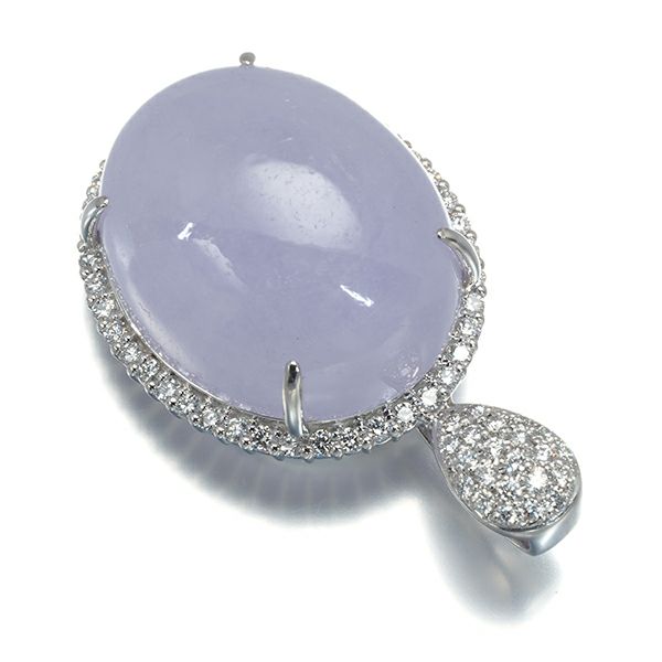 翁淳 ペンダントトップ ラベンダー翡翠 34.57ct ダイヤ 0.56ct   Pt900 鑑別書