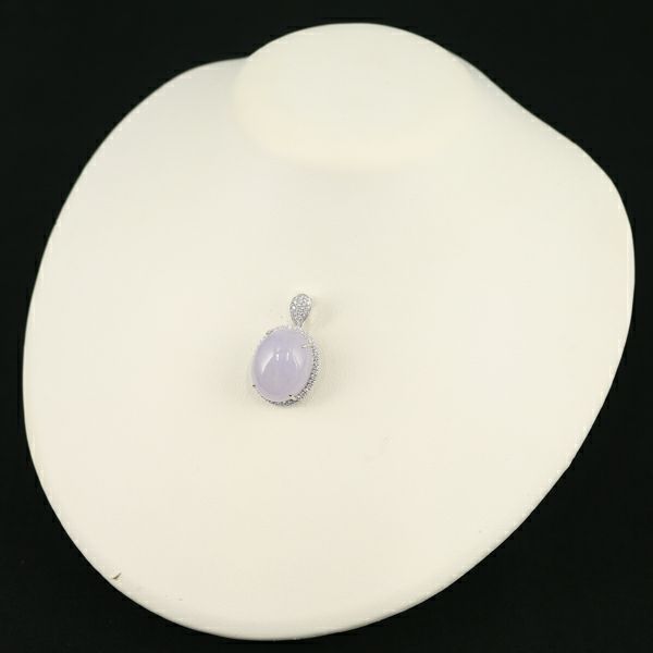 翁淳 ペンダントトップ ラベンダー翡翠 34.57ct ダイヤ 0.56ct   Pt900 鑑別書