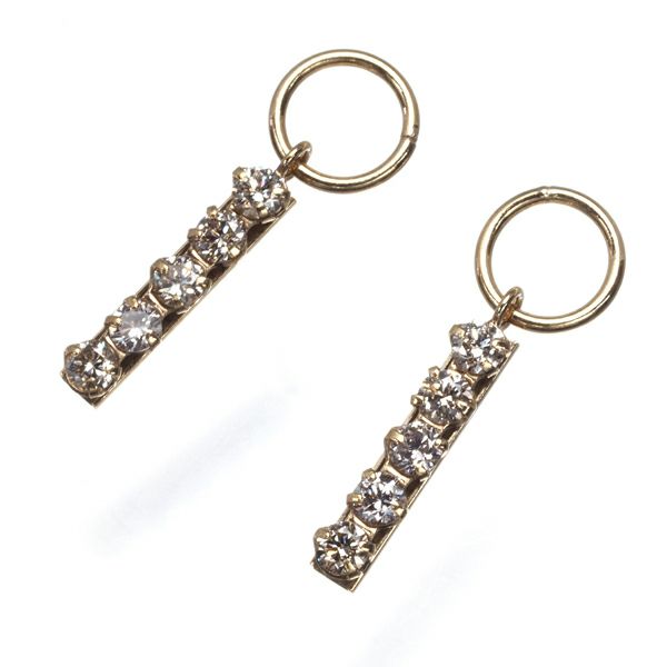 ダイヤ 0.15ct/0.15ct チャーム バー 5P ピアス K18YG 