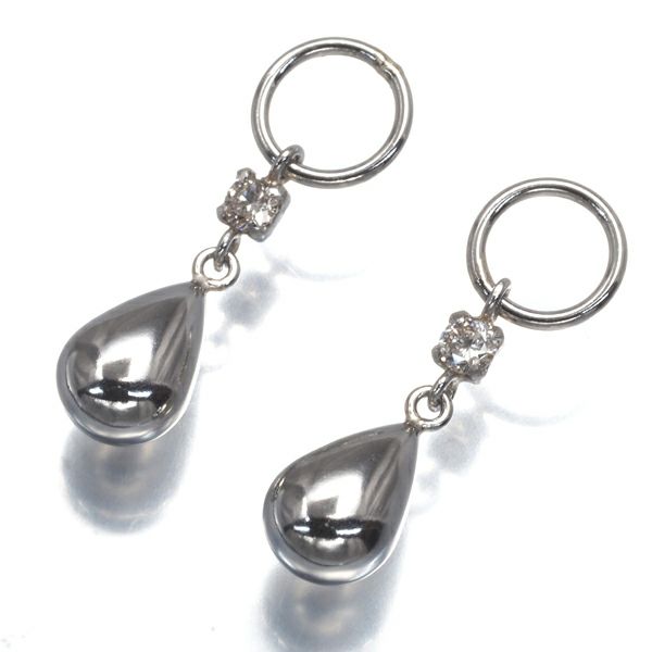 ダイヤ 0.03ct/0.03ct ティアドロップ チャーム  ピアス Pt900 